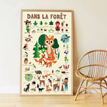 POSTER PÉDAGOGIQUE + 60 STICKERS DANS LA FORÊT (3-8 ANS)