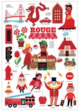 MINI POSTER + 26 STICKERS LA VILLE – ROUGE (3-8 ANS)