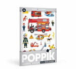 MINI POSTER + 22 STICKERS LES POMPIERS (3-8 ANS)