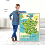 POSTER PÉDAGOGIQUE + 88 STICKERS CARTE DE FRANCE (6-12 ANS)