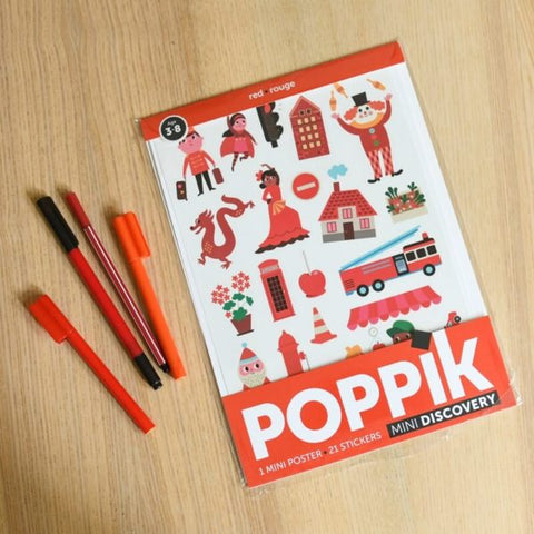 MINI POSTER + 26 STICKERS LA VILLE – ROUGE (3-8 ANS)