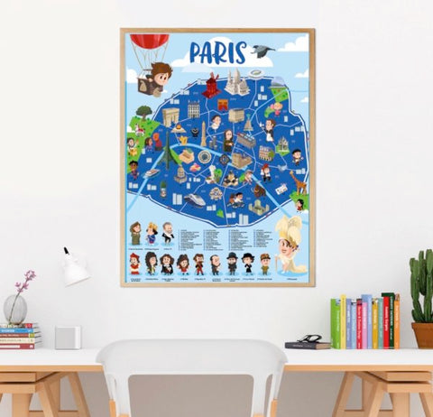 POSTER QUELLE HISTOIRE + 44 STICKERS PARIS (7-12 ANS)