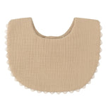 Bavoir en gaze de coton Louise beige