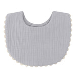 Bavoir naissance en gaze de coton Louise gris